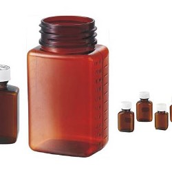 Square Amber PET Tablet Bottles with Child Resistant Screw Cap